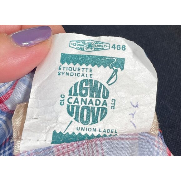 Vintage late 70s dress, pink blue plaid pattern, short sleeves, Ilan Fashions - Picture 10 of 10